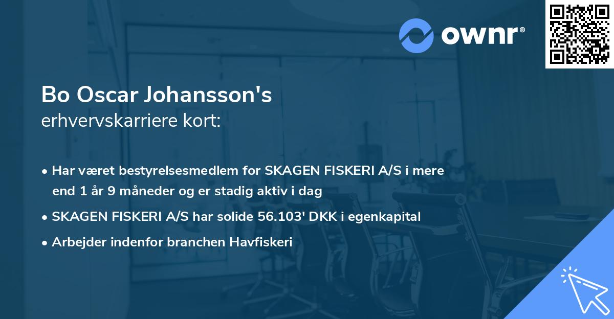 Bo Oscar Johansson's erhvervskarriere kort