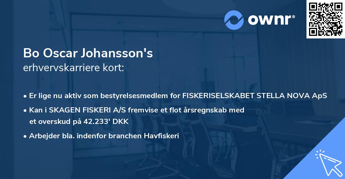 Bo Oscar Johansson's erhvervskarriere kort