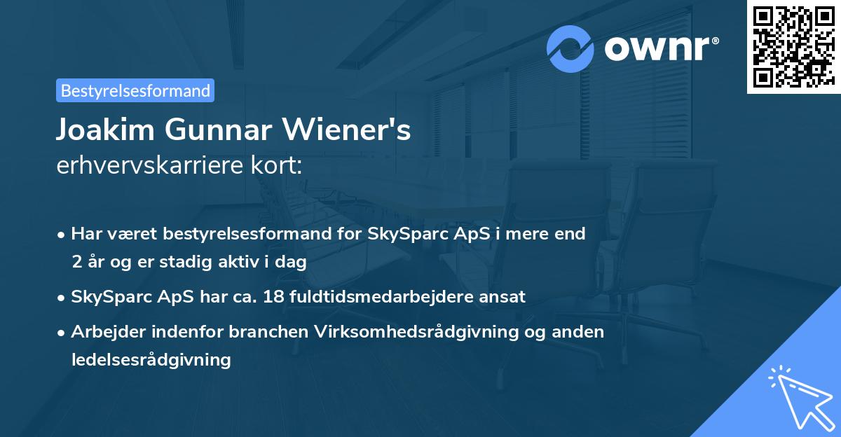 Joakim Gunnar Wiener's erhvervskarriere kort