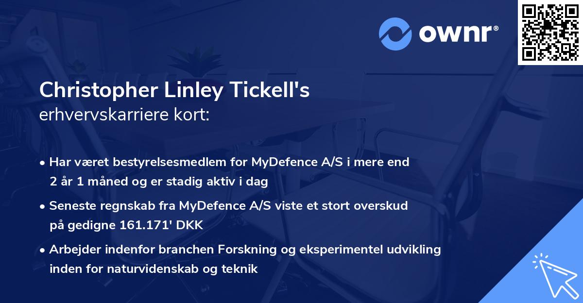 Christopher Linley Tickell's erhvervskarriere kort