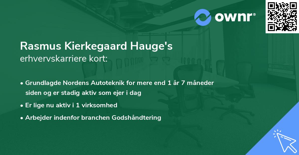Rasmus Kierkegaard Hauge's erhvervskarriere kort