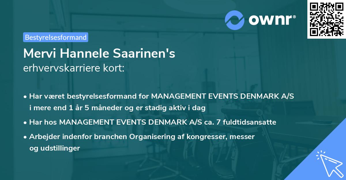 Mervi Hannele Saarinen's erhvervskarriere kort