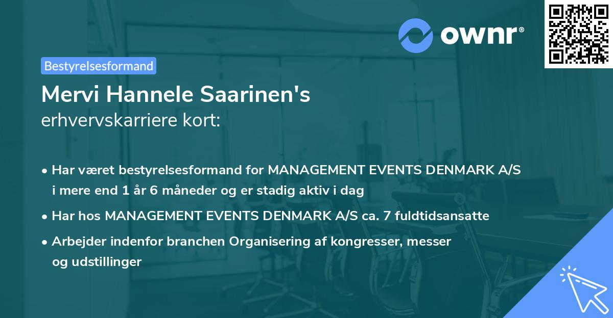 Mervi Hannele Saarinen's erhvervskarriere kort