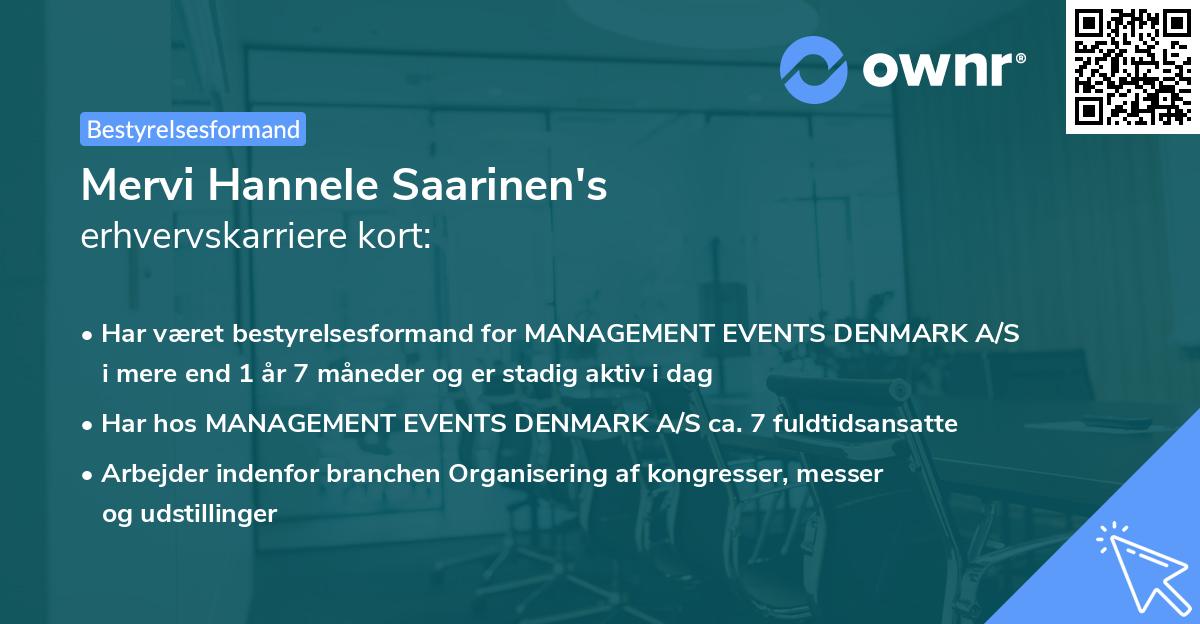 Mervi Hannele Saarinen's erhvervskarriere kort