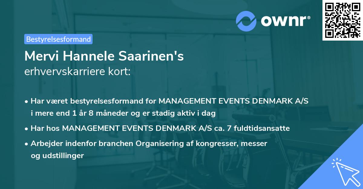 Mervi Hannele Saarinen's erhvervskarriere kort