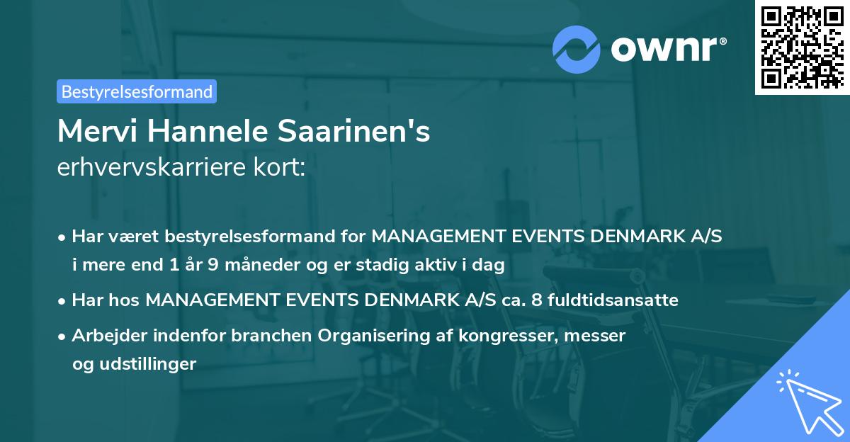 Mervi Hannele Saarinen's erhvervskarriere kort