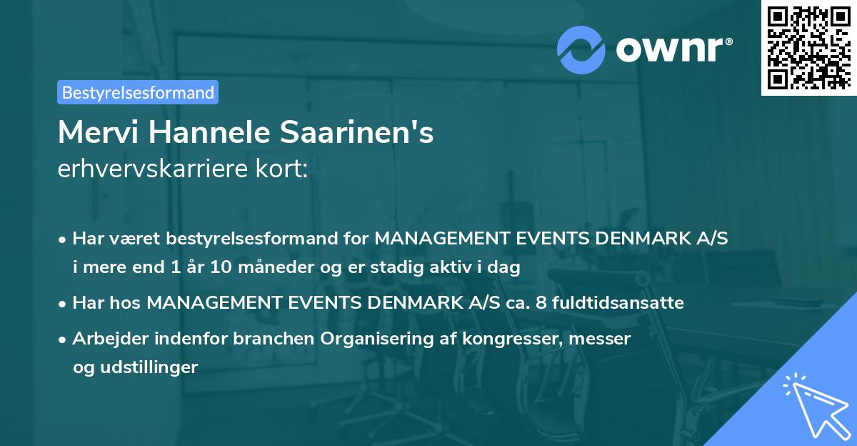 Mervi Hannele Saarinen's erhvervskarriere kort