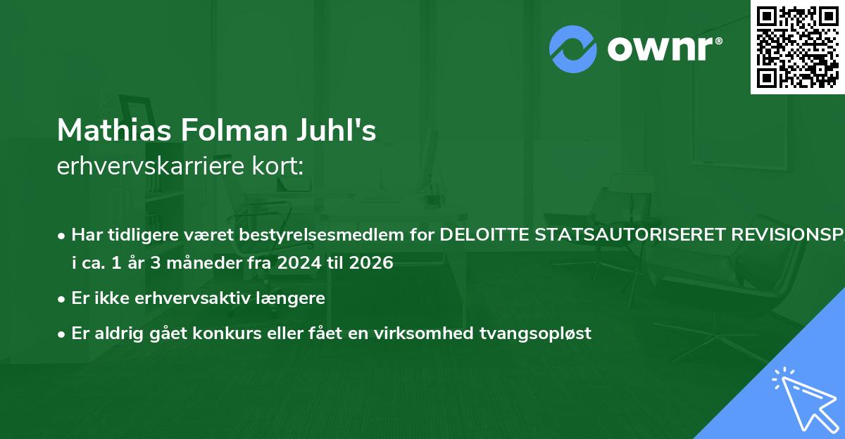 Mathias Folman Juhl's erhvervskarriere kort