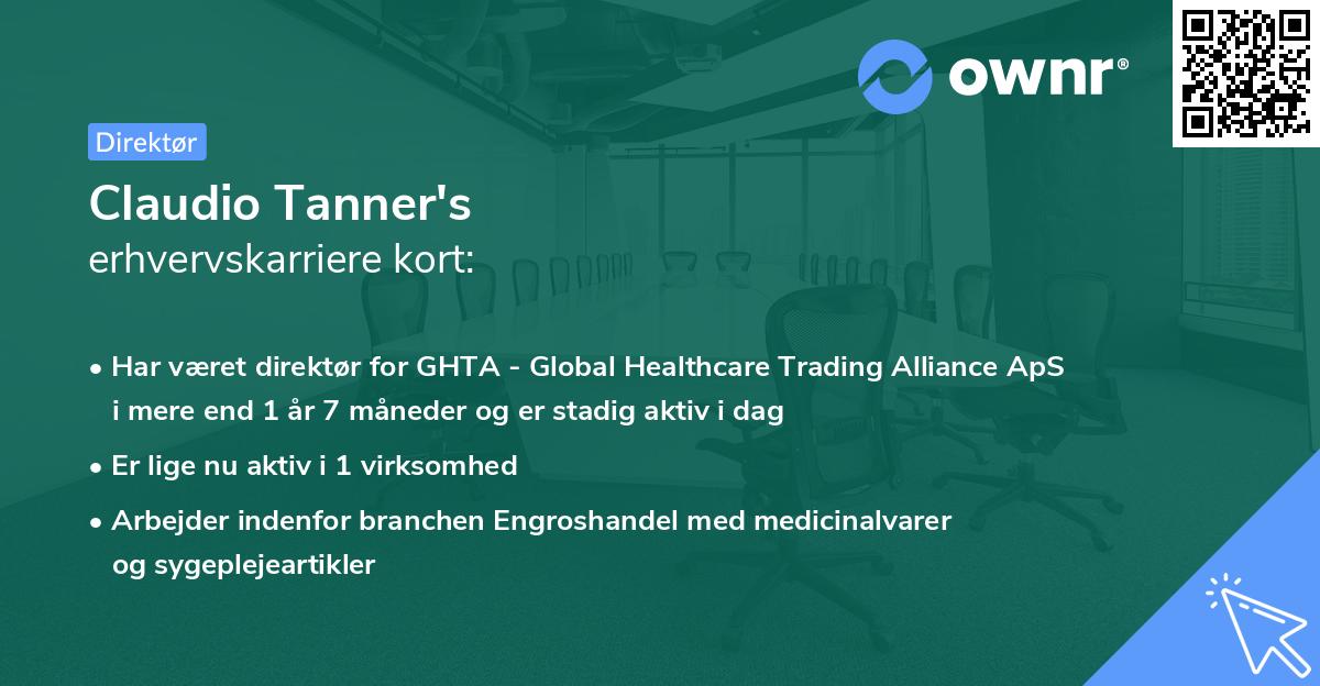 Claudio Tanner's erhvervskarriere kort
