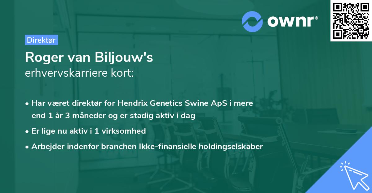 Roger van Biljouw's erhvervskarriere kort