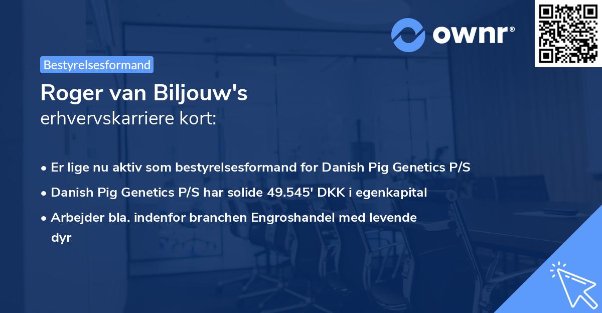 Roger van Biljouw's erhvervskarriere kort