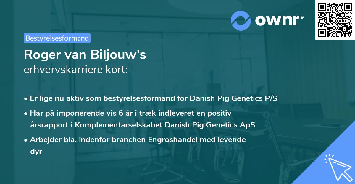 Roger van Biljouw's erhvervskarriere kort