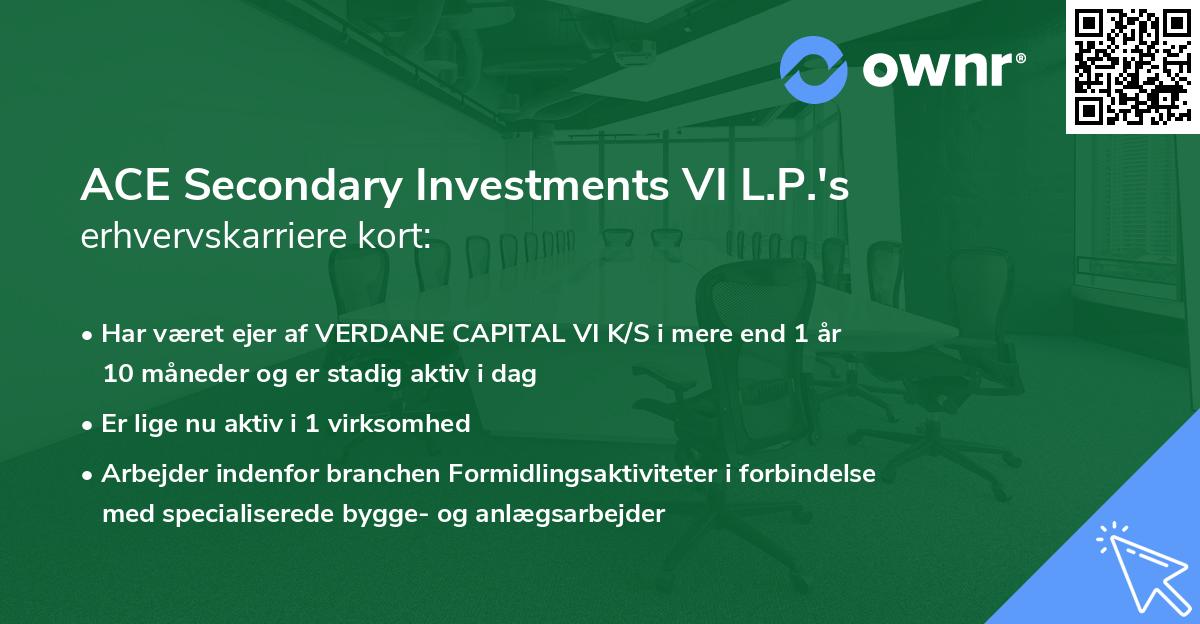 ACE Secondary Investments VI L.P.'s erhvervskarriere kort