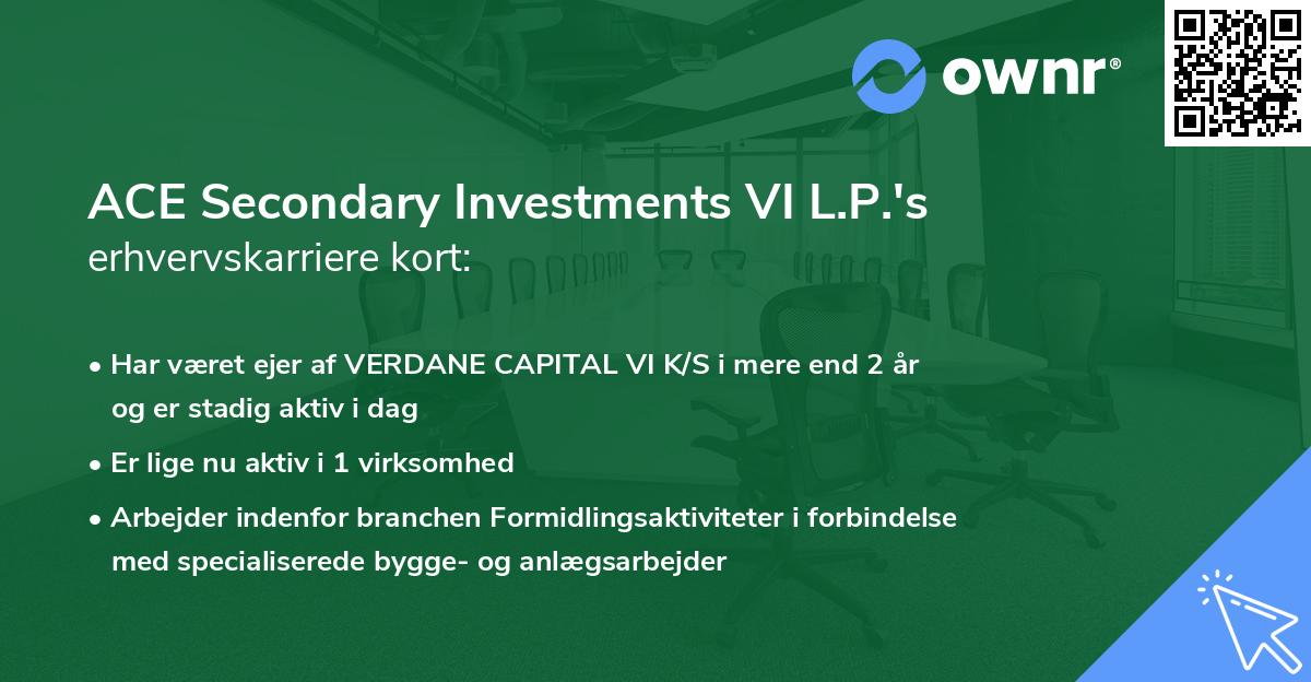 ACE Secondary Investments VI L.P.'s erhvervskarriere kort