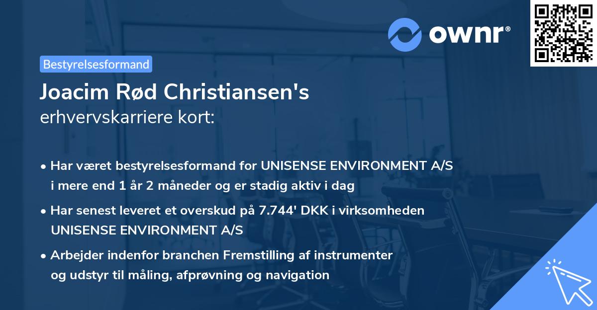 Joacim Rød Christiansen's erhvervskarriere kort