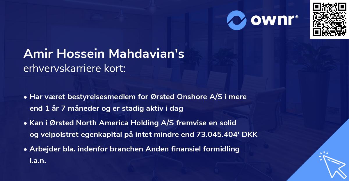 Amir Hossein Mahdavian's erhvervskarriere kort