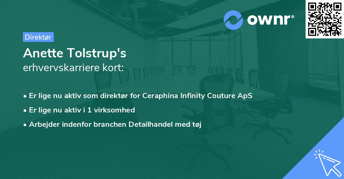 Anette Tolstrup's erhvervskarriere kort