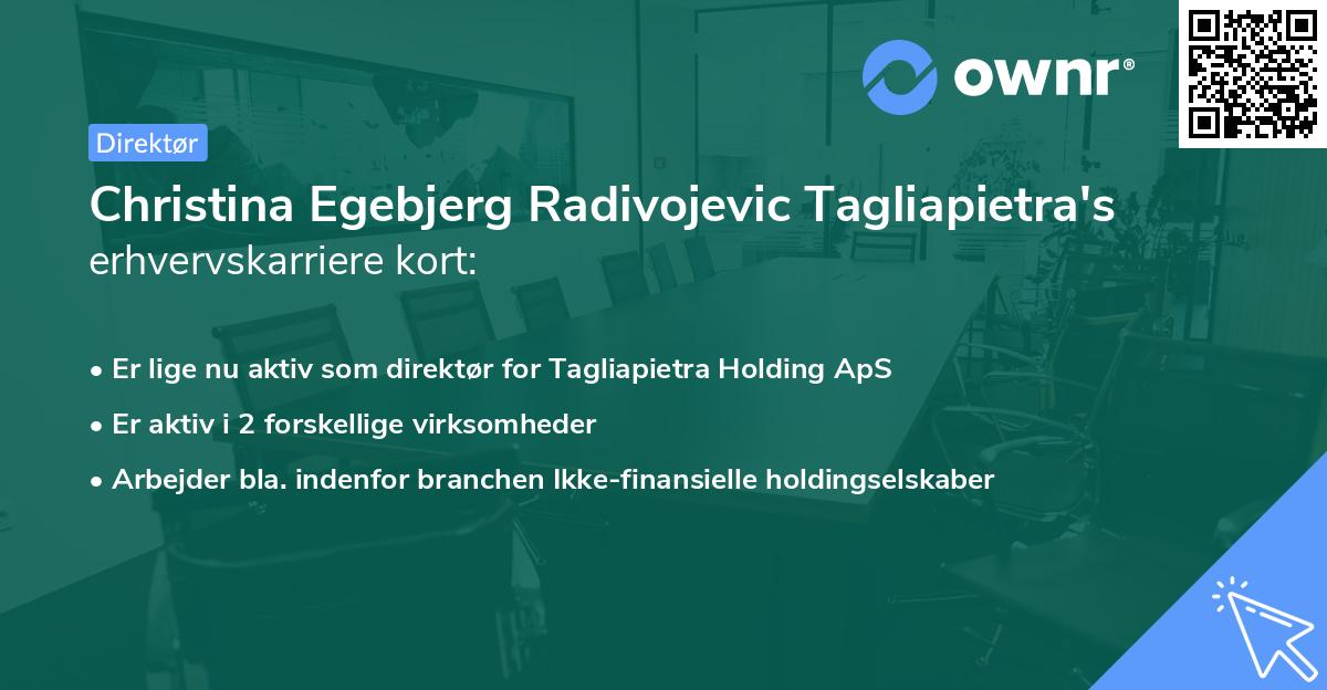 Christina Egebjerg Radivojevic Tagliapietra's erhvervskarriere kort