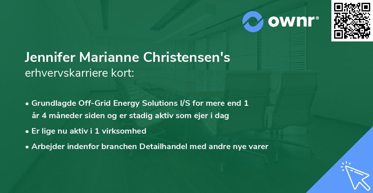 Jennifer Marianne Christensen's erhvervskarriere kort