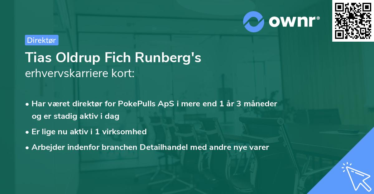 Tias Oldrup Fich Runberg's erhvervskarriere kort