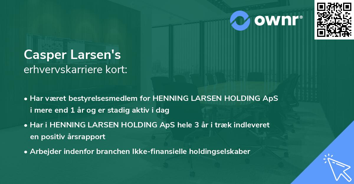 Casper Larsen's erhvervskarriere kort