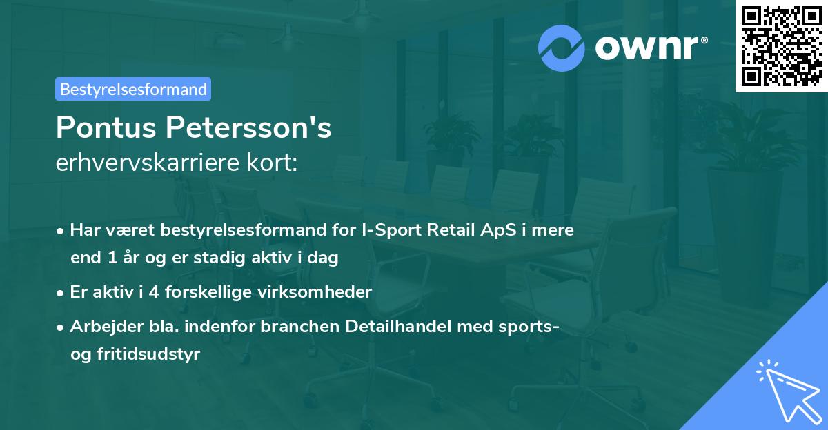 Pontus Petersson's erhvervskarriere kort