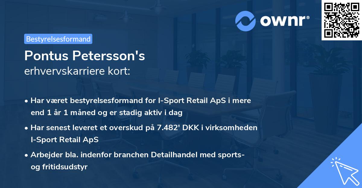 Pontus Petersson's erhvervskarriere kort