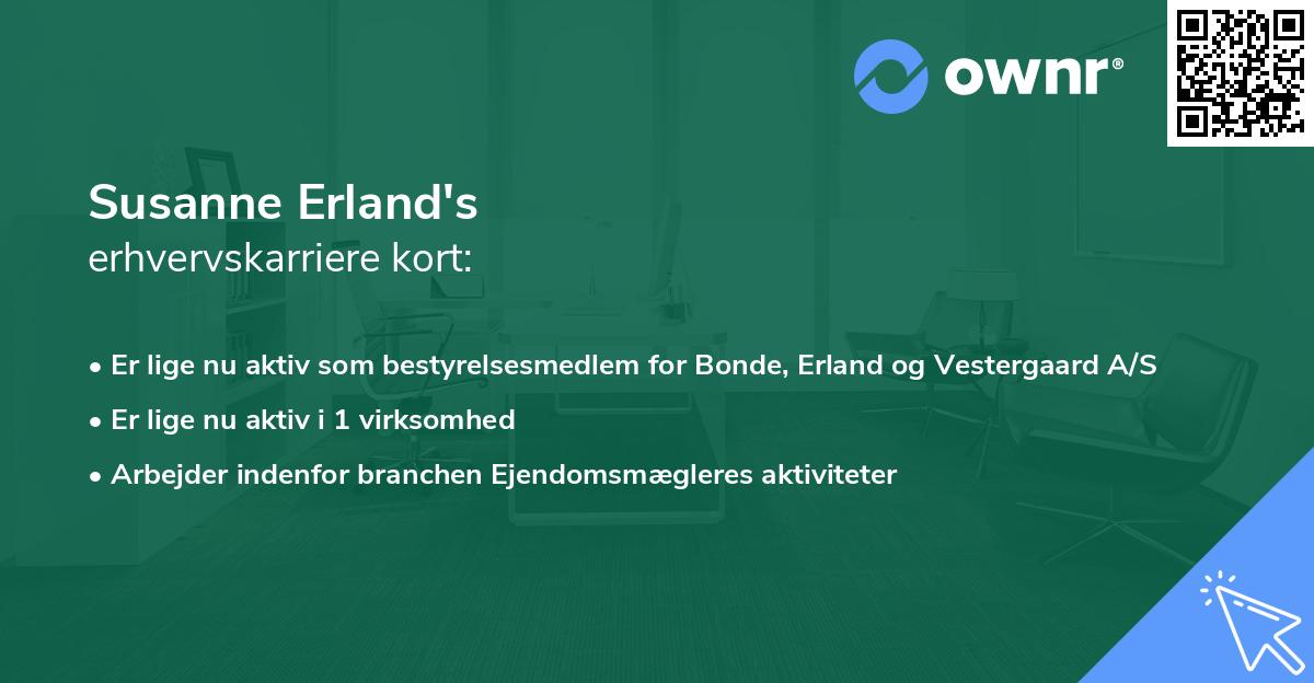 Susanne Erland's erhvervskarriere kort