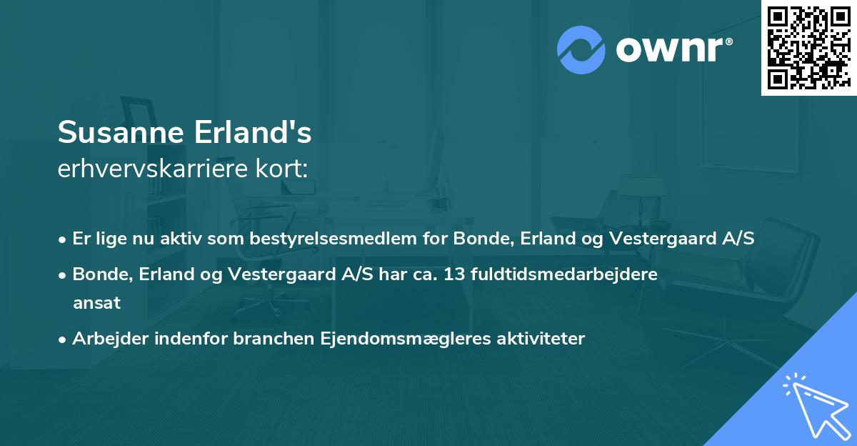 Susanne Erland's erhvervskarriere kort