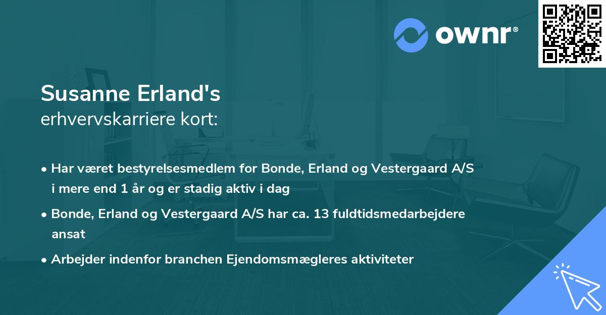 Susanne Erland's erhvervskarriere kort