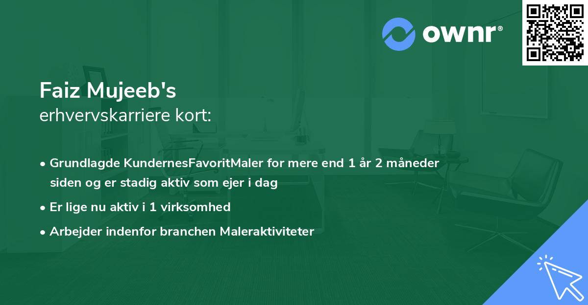 Faiz Mujeeb's erhvervskarriere kort