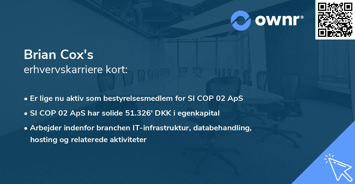 Brian Cox's erhvervskarriere kort