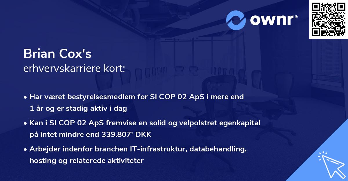 Brian Cox's erhvervskarriere kort