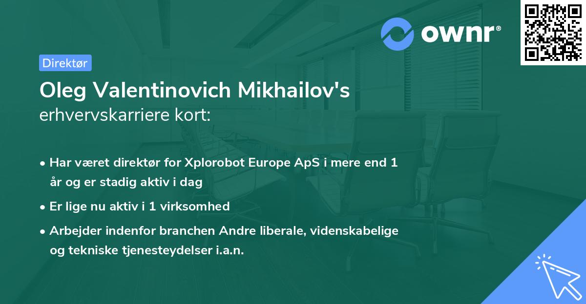 Oleg Valentinovich Mikhailov's erhvervskarriere kort