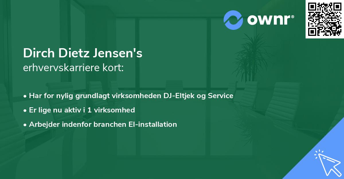 Dirch Dietz Jensen's erhvervskarriere kort