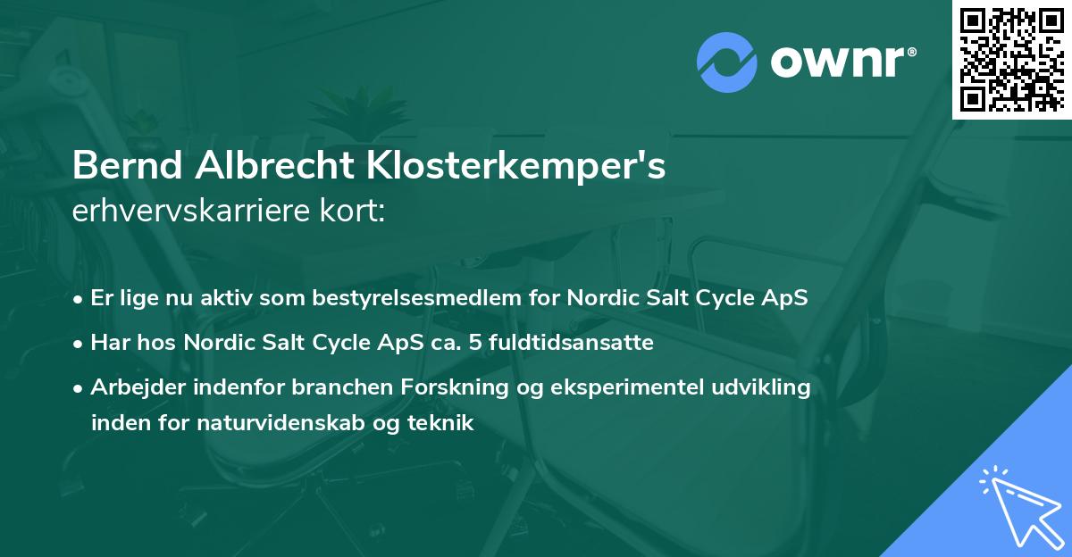 Bernd Albrecht Klosterkemper's erhvervskarriere kort