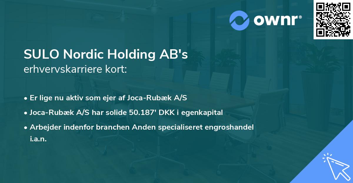 SULO Nordic Holding AB's erhvervskarriere kort