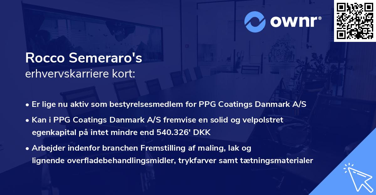 Rocco Semeraro's erhvervskarriere kort