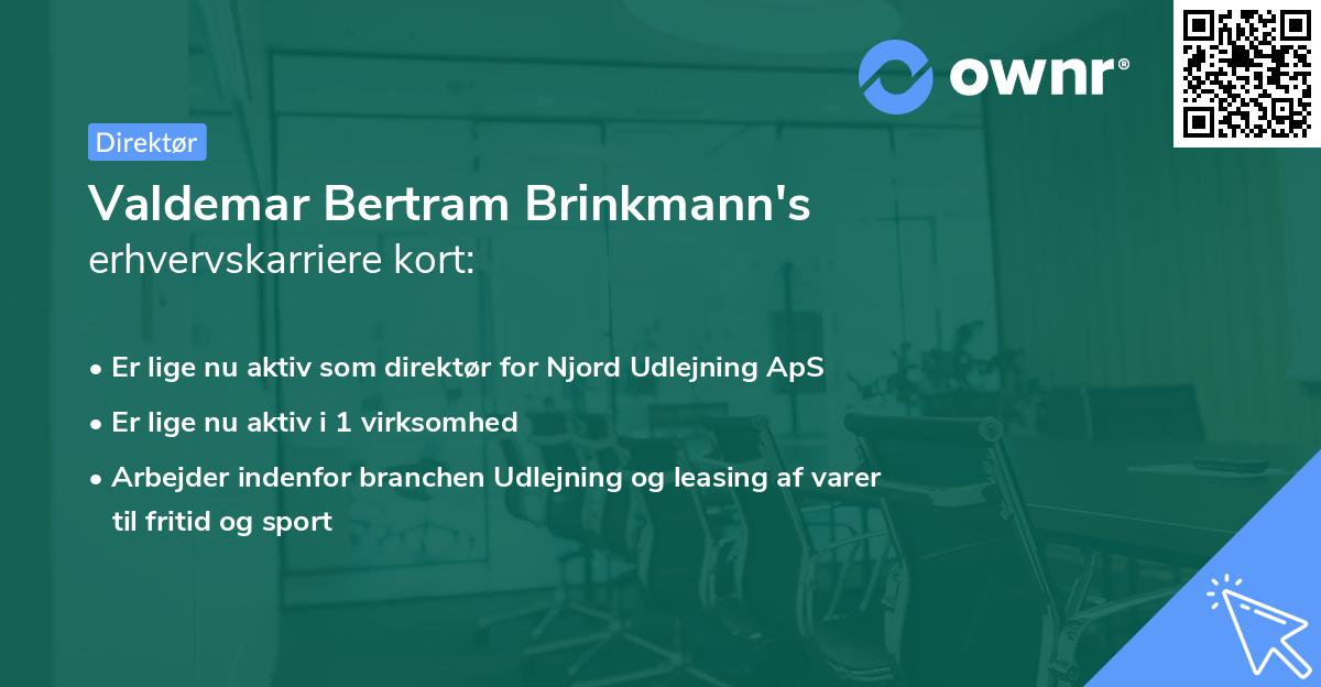 Valdemar Bertram Brinkmann's erhvervskarriere kort