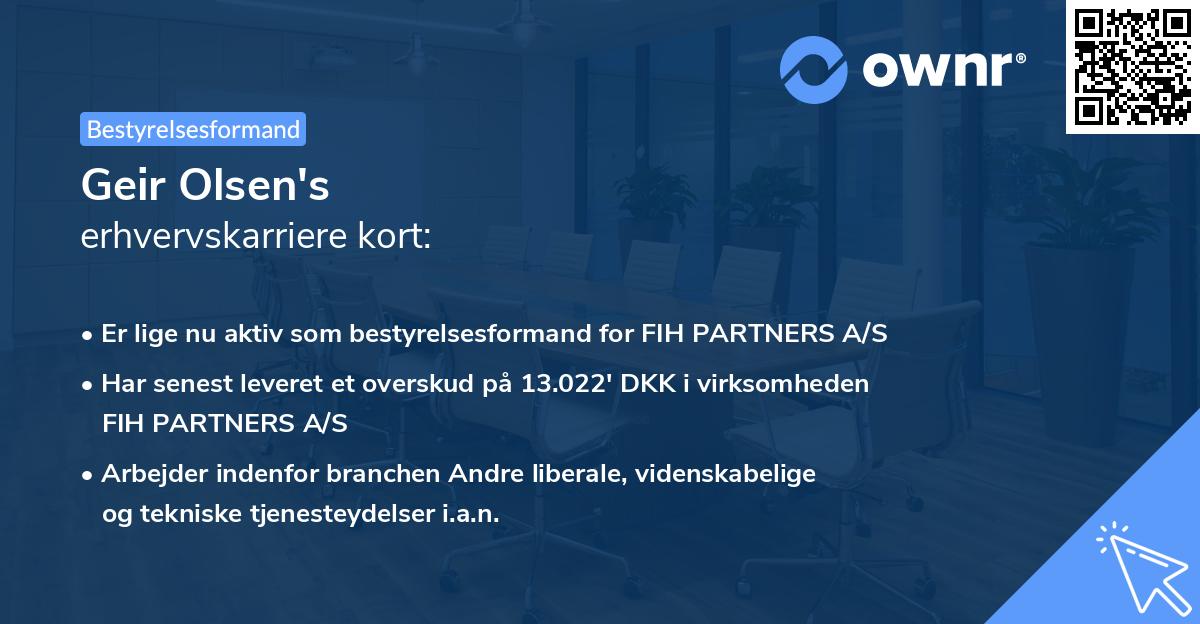 Geir Olsen's erhvervskarriere kort