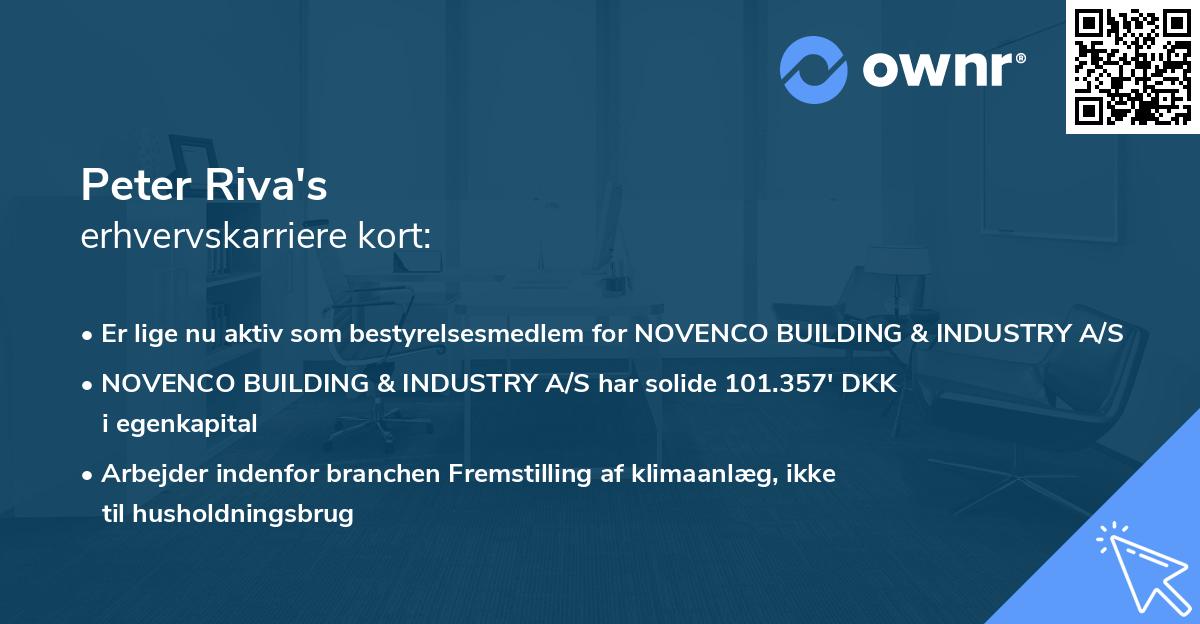 Peter Riva's erhvervskarriere kort