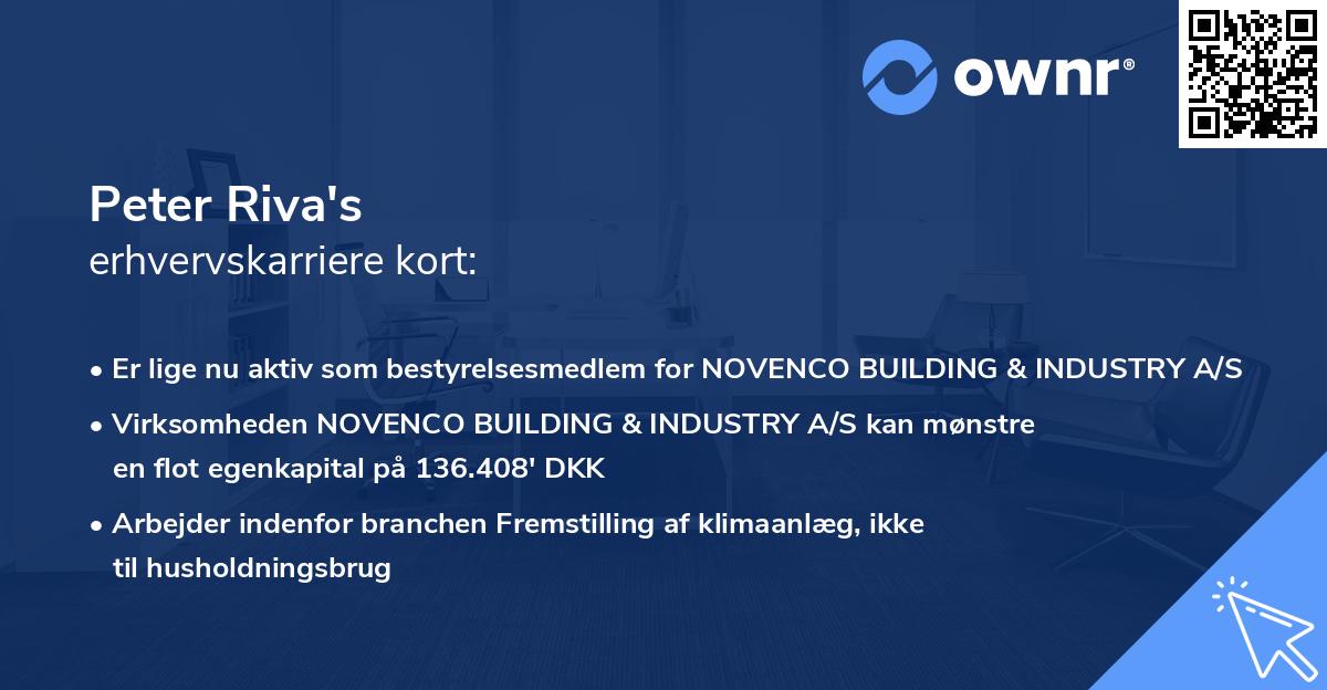 Peter Riva's erhvervskarriere kort