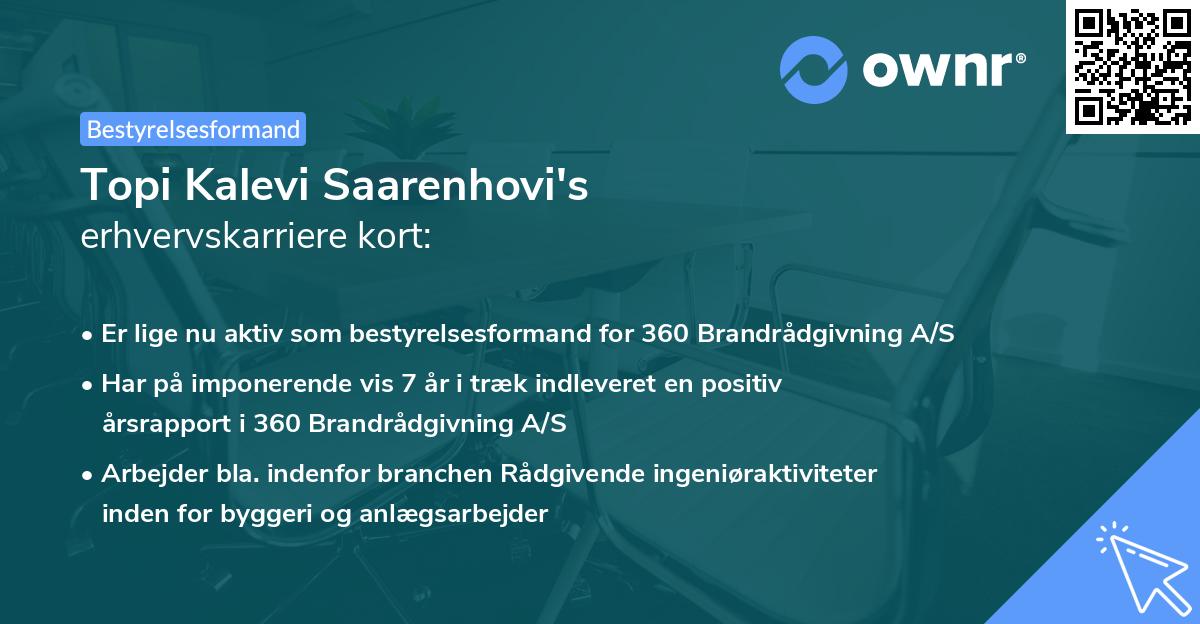 Topi Kalevi Saarenhovi's erhvervskarriere kort