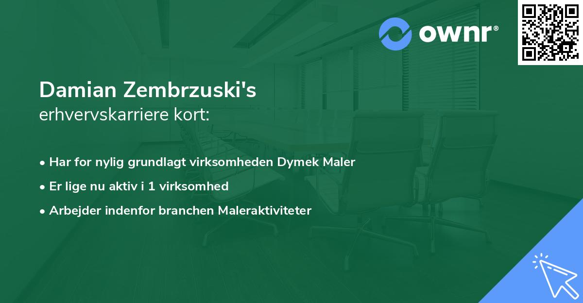 Damian Zembrzuski's erhvervskarriere kort