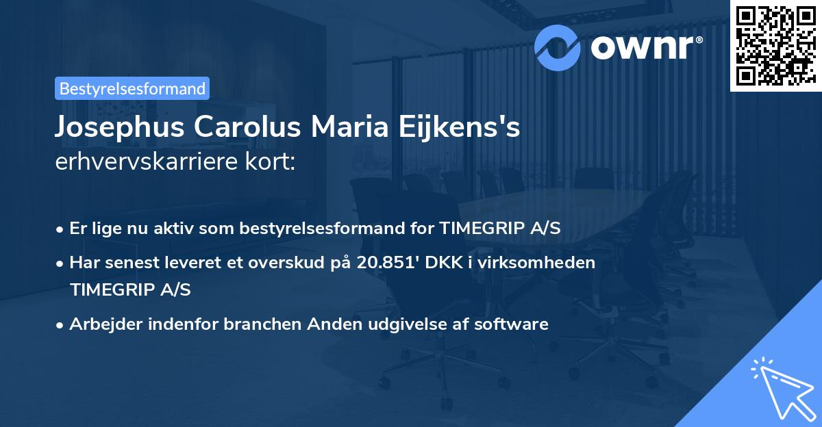 Josephus Carolus Maria Eijkens's erhvervskarriere kort