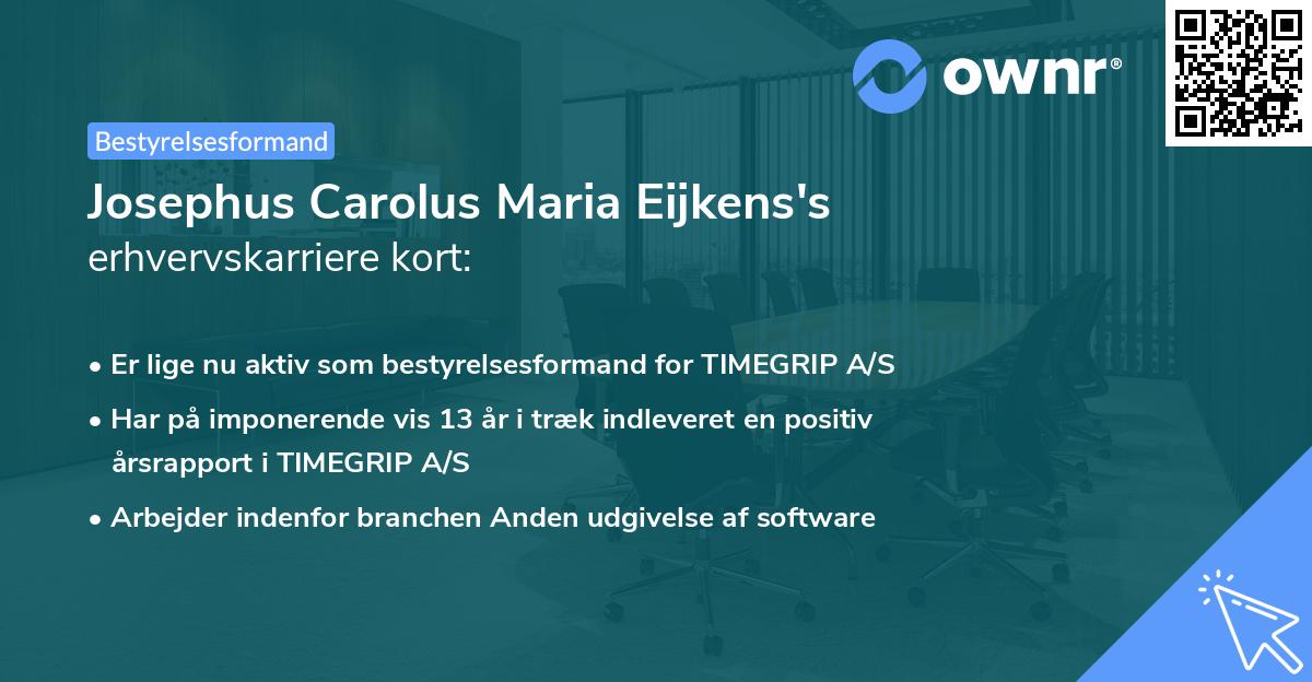 Josephus Carolus Maria Eijkens's erhvervskarriere kort