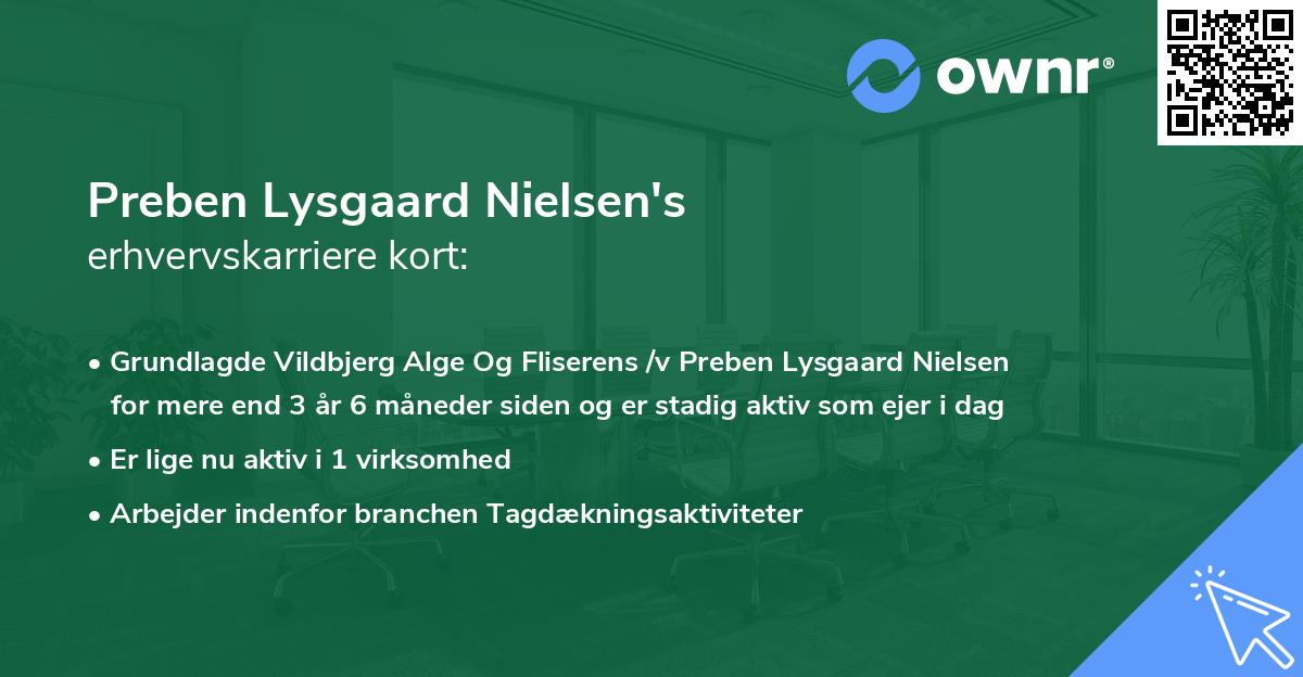 Preben Lysgaard Nielsen's erhvervskarriere kort