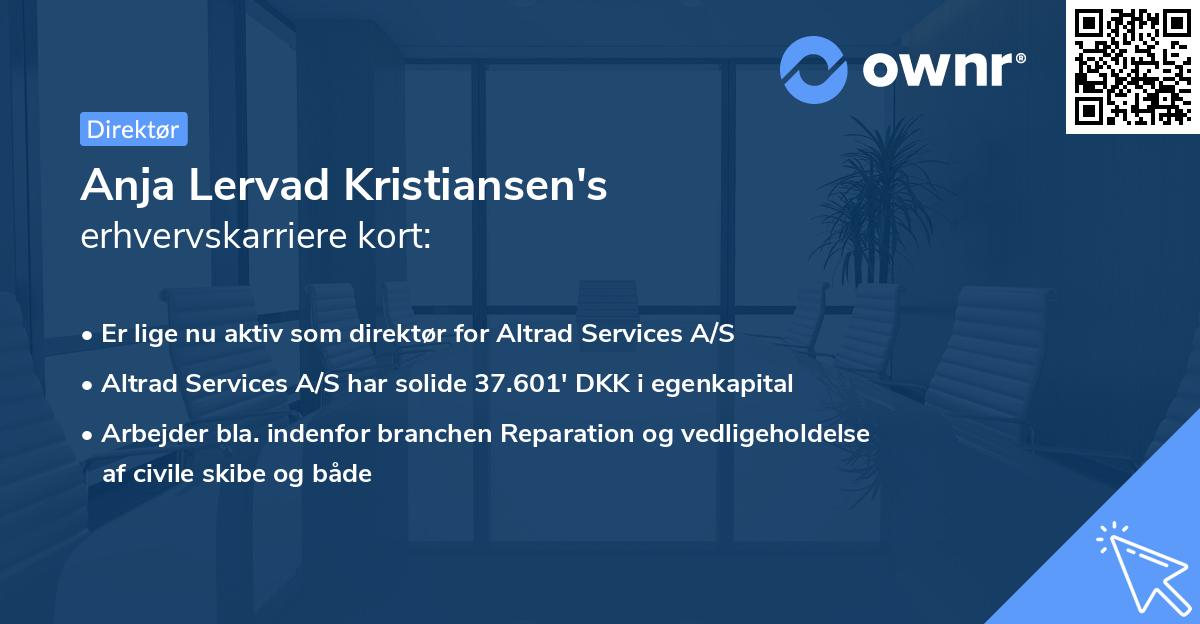 Anja Lervad Kristiansen's erhvervskarriere kort