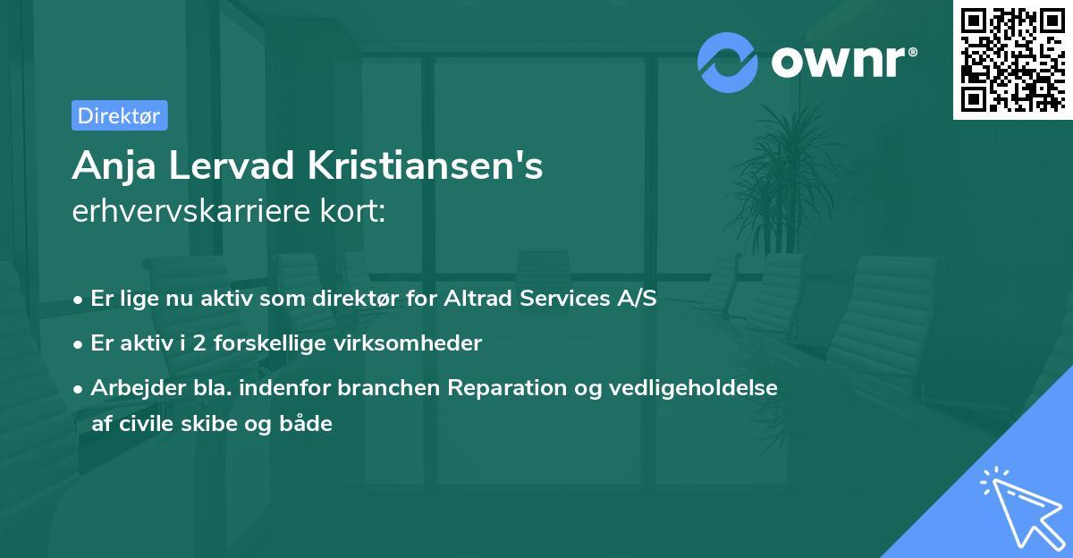 Anja Lervad Kristiansen's erhvervskarriere kort