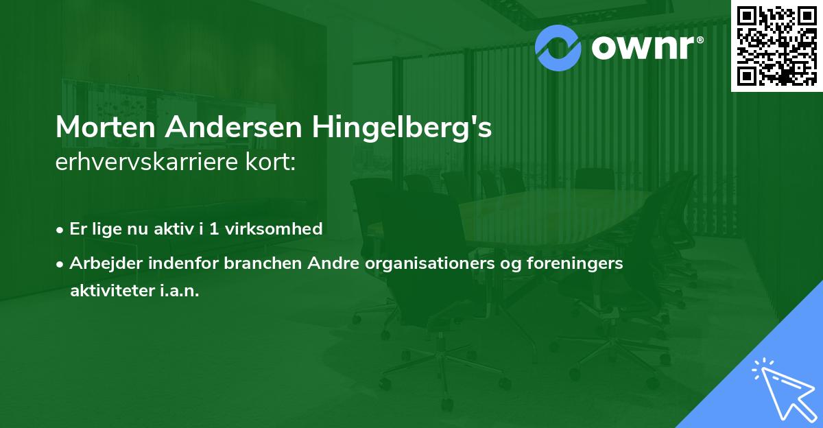 Morten Andersen Hingelberg's erhvervskarriere kort